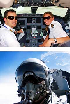 commercial pilots in cockpit, military pilot in cockpit